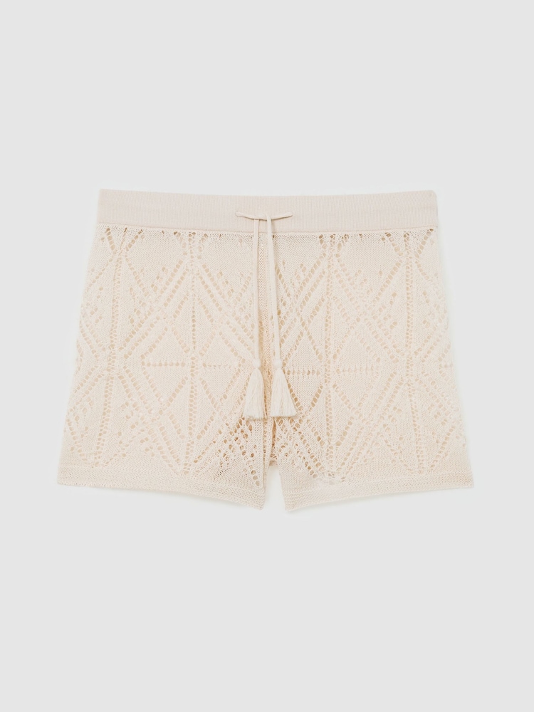 Reiss Finty Cotton-Blend Open-Knit Shorts - 圖片 2/6