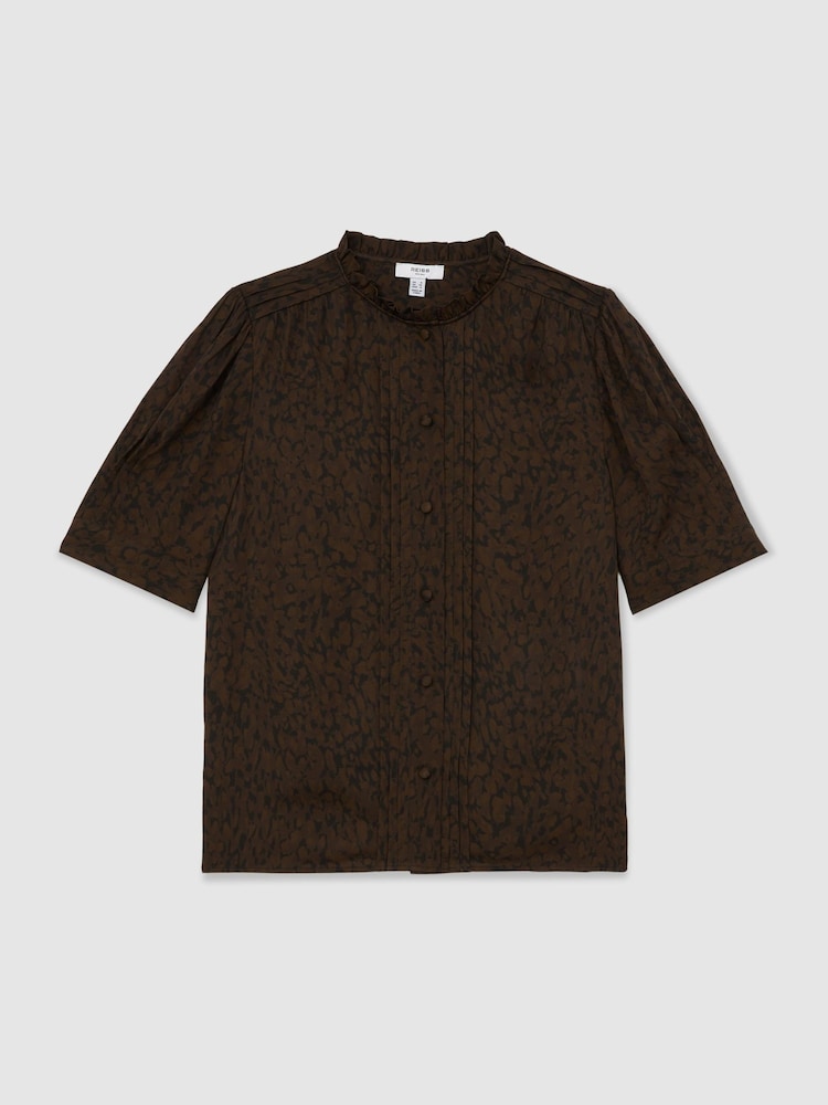 Reiss Black Alina Matte-Silk Animal-Print Blouse - Image 2 of 7