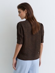Reiss Black Alina Matte-Silk Animal-Print Blouse - Image 6 of 7