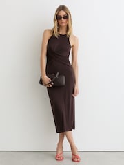 Reiss Grape Helena Twist-Front Sleeveless Jersey Dress - Image 1 of 6