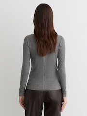 Reiss Grey Arabelle Jersey Crew-Neck Long-Sleeve Top - Image 6 of 6