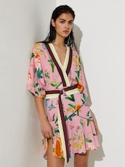 Reiss Tessa Scarf-Print Belted Beach Mini Dress - Imaginea 1 din 5