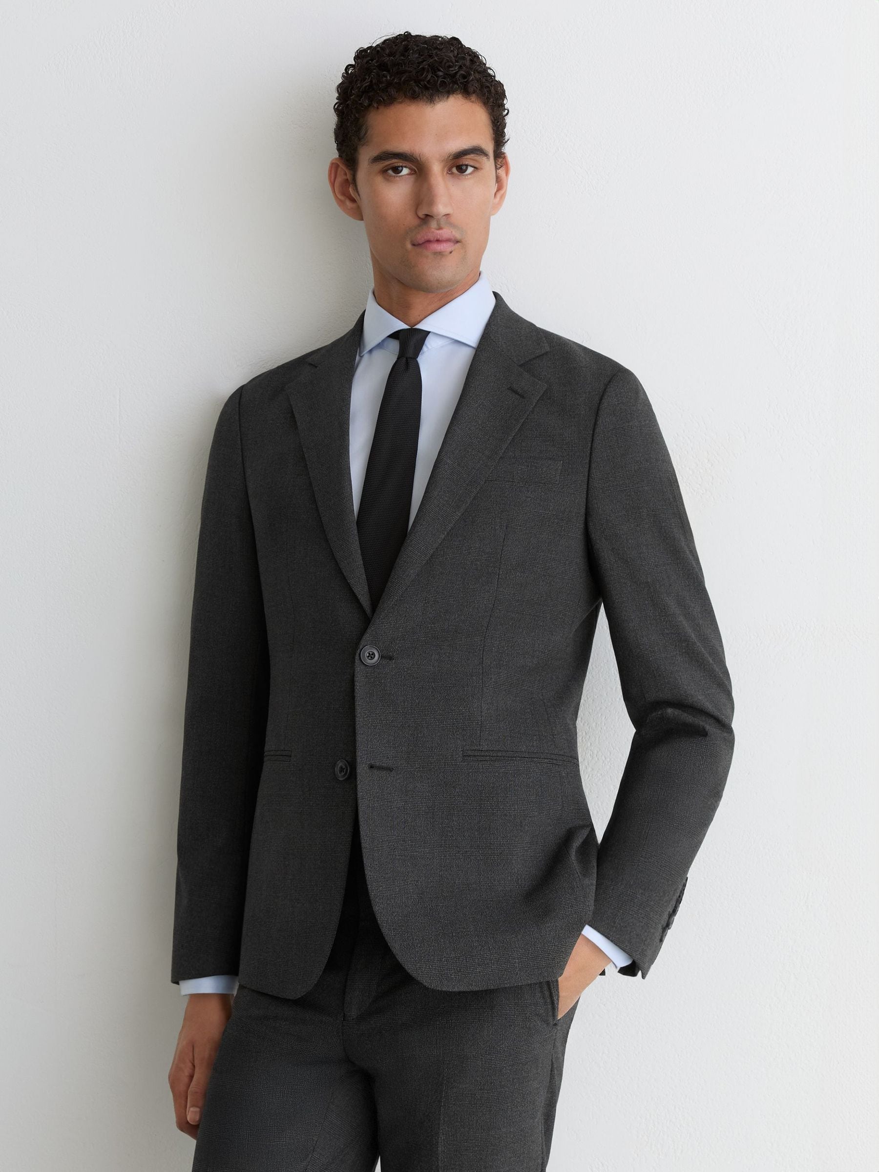 Buy Reiss Charcoal Grey Graduate Check Single-Breasted Tailored