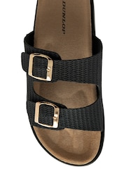 Dunlop Black Double Strap Footbed Wedge Mule Sandals - Image 4 of 4