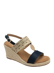 Dunlop Blue Double Strap Wedge Sandals - Image 1 of 4