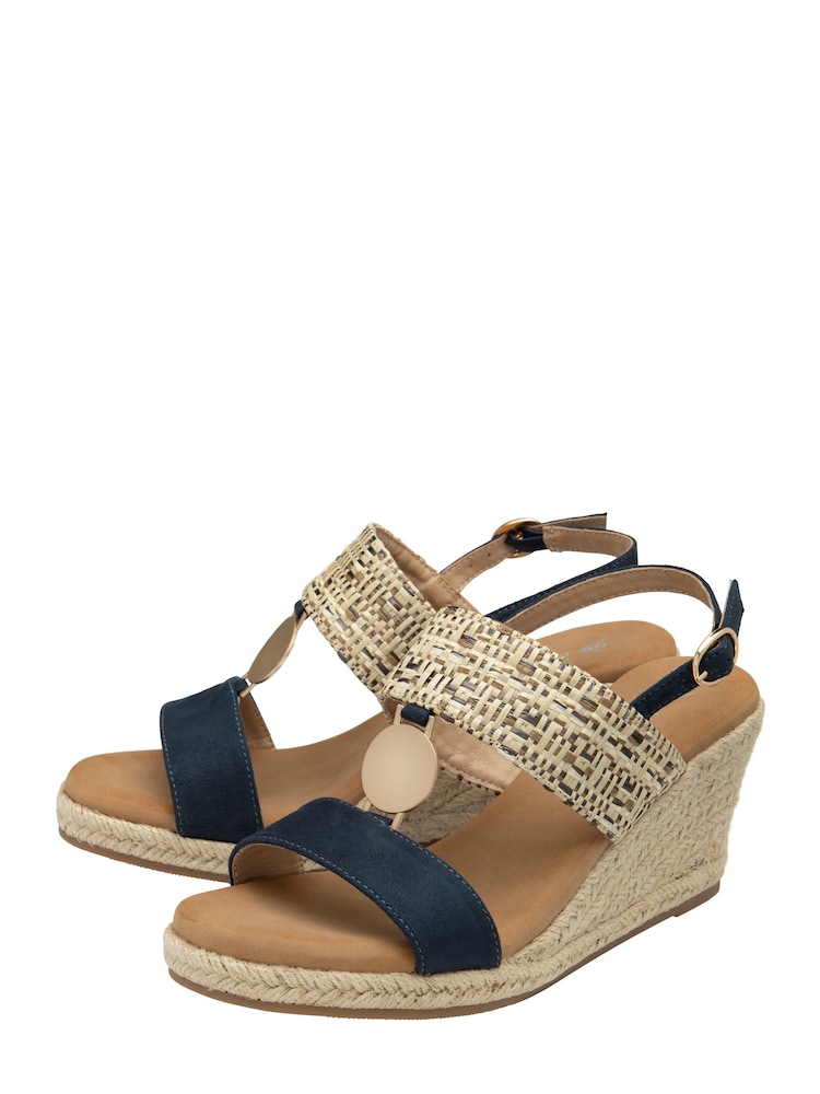 Dunlop Blue Double Strap Wedge Sandals - Image 2 of 4