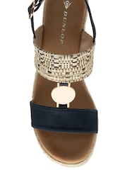 Dunlop Blue Double Strap Wedge Sandals - Image 4 of 4
