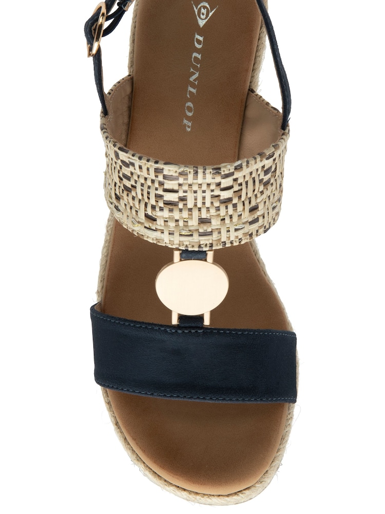 Dunlop Blue Double Strap Wedge Sandals - Image 4 of 4