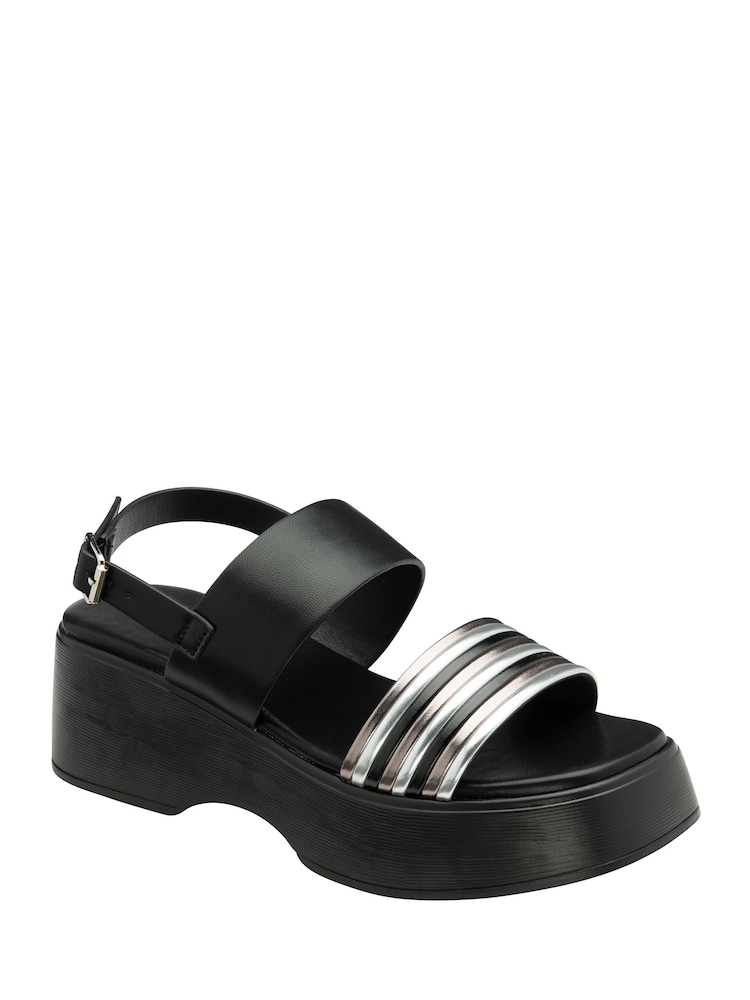 Dunlop Black Ankle Strap Wedge Sandals - Image 1 of 4