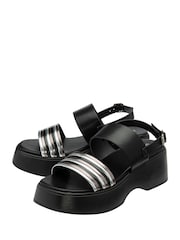 Dunlop Black Ankle Strap Wedge Sandals - Image 2 of 4