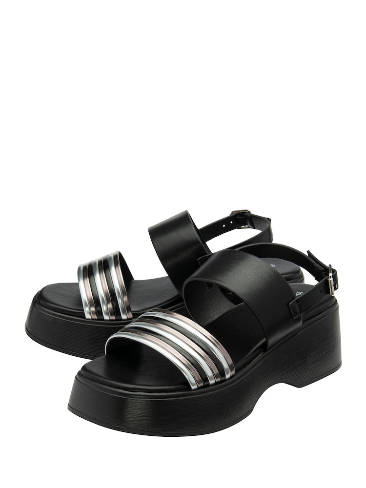 Dunlop Black Ankle Strap Wedge Sandals - Image 2 of 4