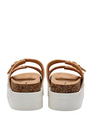 Dunlop Cream Double Strap Footbed Wedge Mule Sandals - Image 3 of 4