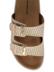 Dunlop Cream Double Strap Footbed Wedge Mule Sandals - Image 4 of 4