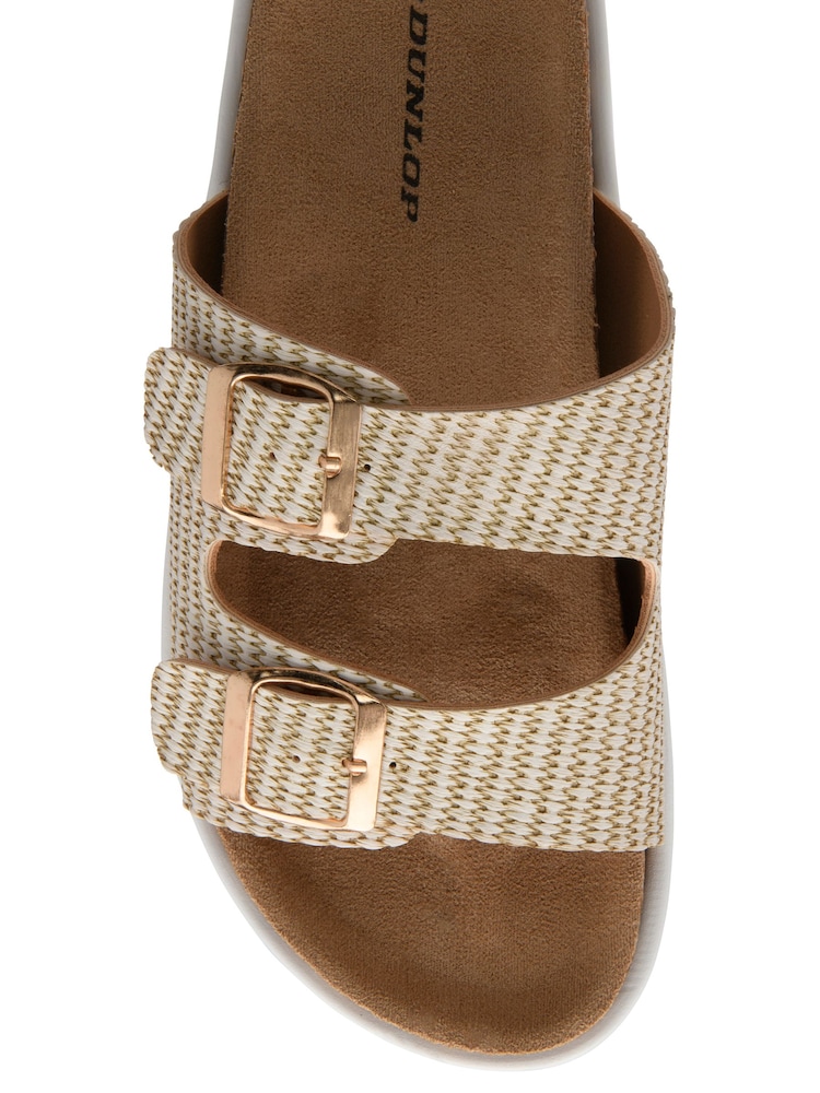 Dunlop Cream Double Strap Footbed Wedge Mule Sandals - Image 4 of 4