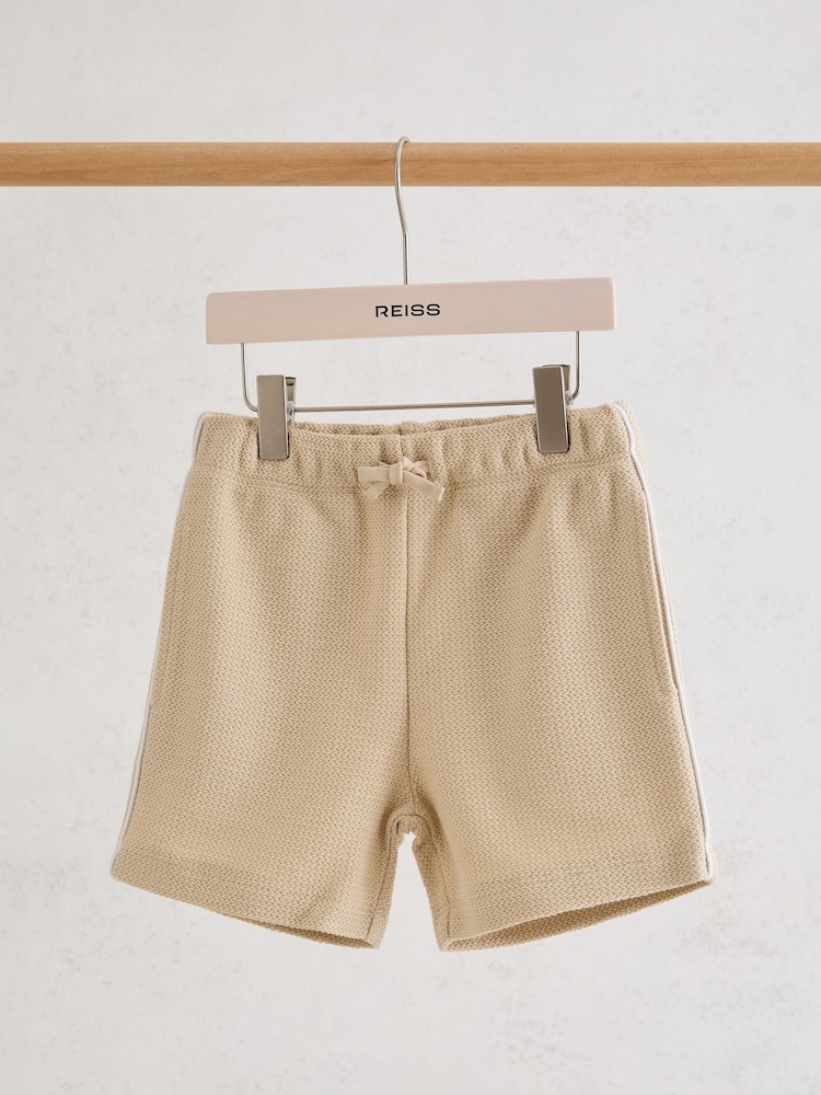 Reiss Natural Echo Cotton Textured-Knit Piped Shorts - Image 1 of 3