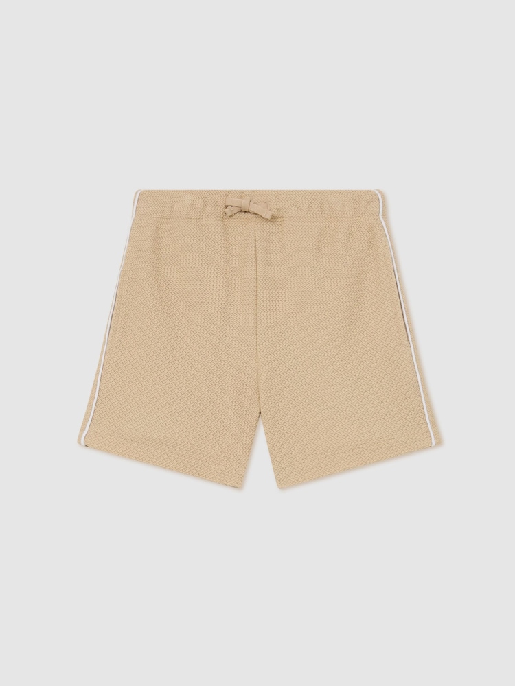 Reiss Natural Echo Cotton Textured-Knit Piped Shorts - Image 2 of 3