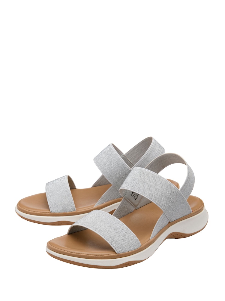 Dunlop Silver Double Strap Elasticated Sandals - Image 2 of 4 Dunlop Silver Double Strap Elasticated Sandals - Image 2 of 4