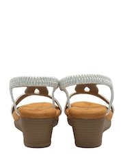 Dunlop Silver Tear Drop Wedge Elasticated Sandals - Image 3 of 4