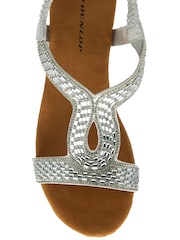 Dunlop Silver Tear Drop Wedge Elasticated Sandals - Image 4 of 4