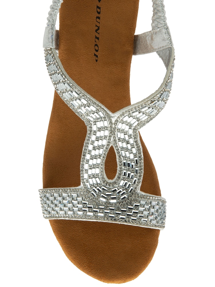Dunlop Silver Tear Drop Wedge Elasticated Sandals - Image 4 of 4 Dunlop Silver Tear Drop Wedge Elasticated Sandals - Image 4 of 4