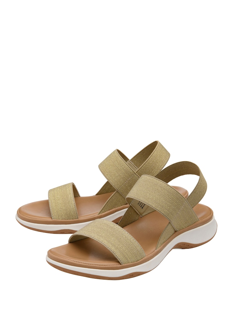 Dunlop Gold Double Strap Elasticated Sandals - Image 2 of 4 Dunlop Gold Double Strap Elasticated Sandals - Image 2 of 4