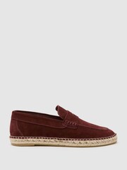 Reiss Brick Red Capri Suede Penny Loafer Espadrilles - Image 2 of 5