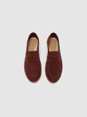 Reiss Brick Red Capri Suede Penny Loafer Espadrilles - Image 3 of 5