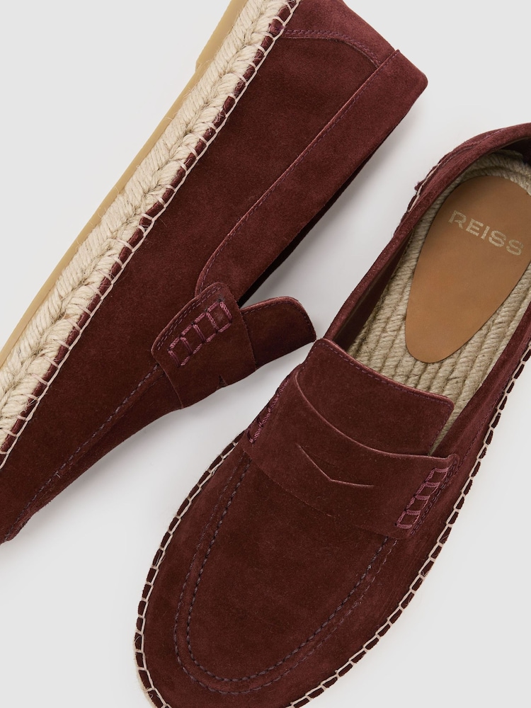 Reiss Brick Red Capri Suede Penny Loafer Espadrilles - Image 5 of 5 Reiss Brick Red Capri Suede Penny Loafer Espadrilles - Image 5 of 5