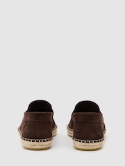 Reiss Chocolate Brown Capri Suede Penny Loafer Espadrilles - Image 5 of 6