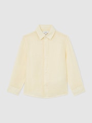 Reiss Buttermilk Yellow Ruban 9-13 yrs Linen Cutaway-Collar Shirt - Image 2 of 3