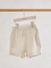 Reiss Natural Fraser 3-9 yrs Linen-Blend Drawstring Shorts - Image 1 of 3