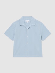 Reiss Blue Pyrus Striped Cuban-Collar Shirt - Image 2 of 3