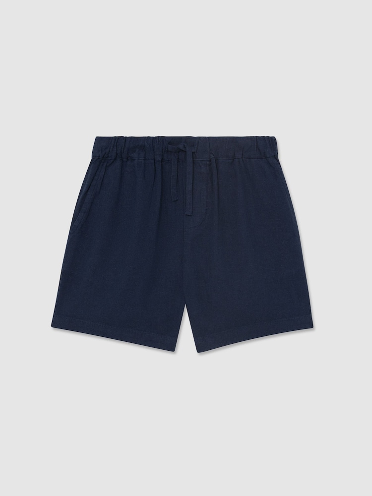 Reiss Blue Fraser 3-9 yrs Linen-Blend Drawstring Shorts - Image 1 of 3 Reiss Blue Fraser 3-9 yrs Linen-Blend Drawstring Shorts - Image 1 of 3