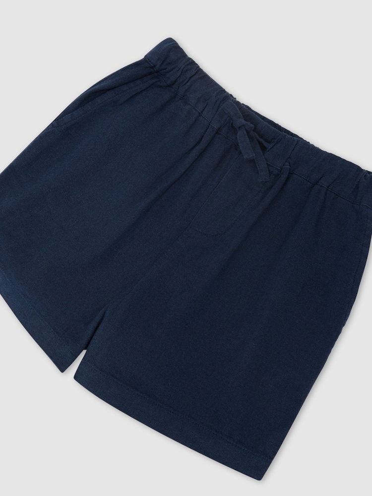 Reiss Blue Fraser 3-9 yrs Linen-Blend Drawstring Shorts - Image 3 of 3 Reiss Blue Fraser 3-9 yrs Linen-Blend Drawstring Shorts - Image 3 of 3
