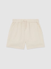 Reiss Natural Fraser 9-13 yrs Linen-Blend Drawstring Shorts - Image 2 of 3