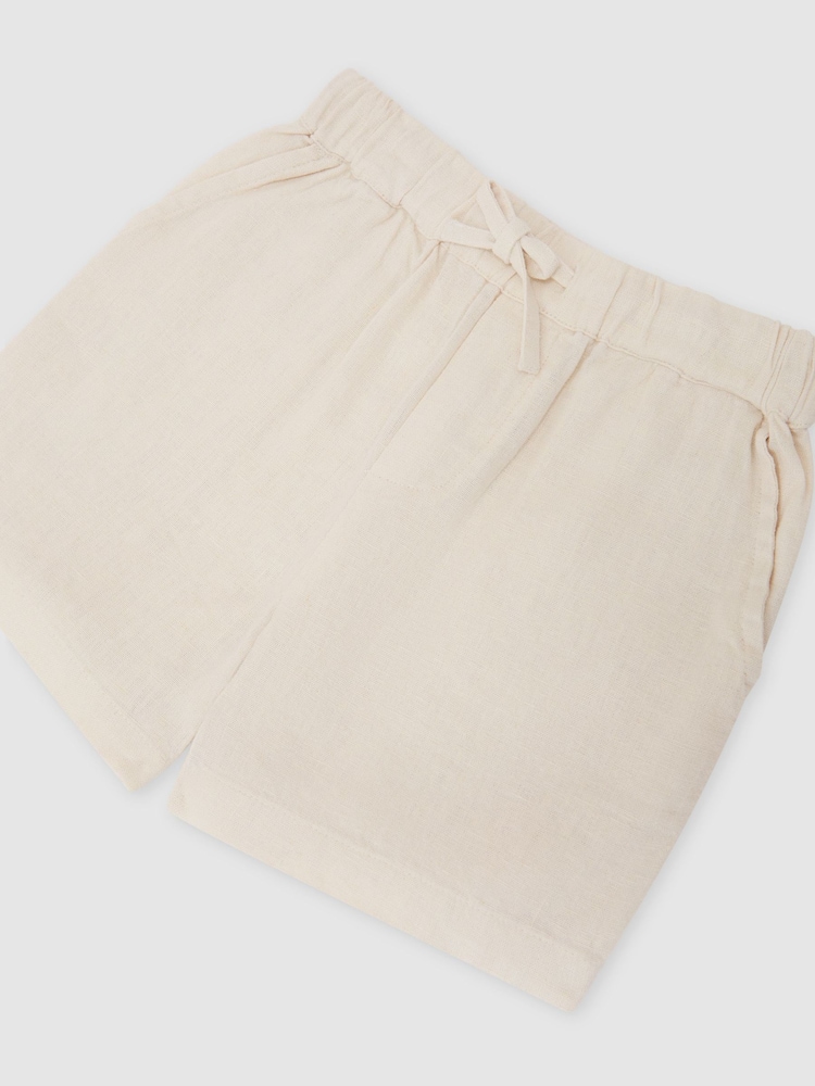 Reiss Natural Fraser 9-13 yrs Linen-Blend Drawstring Shorts - Image 3 of 3 Reiss Natural Fraser 9-13 yrs Linen-Blend Drawstring Shorts - Image 3 of 3