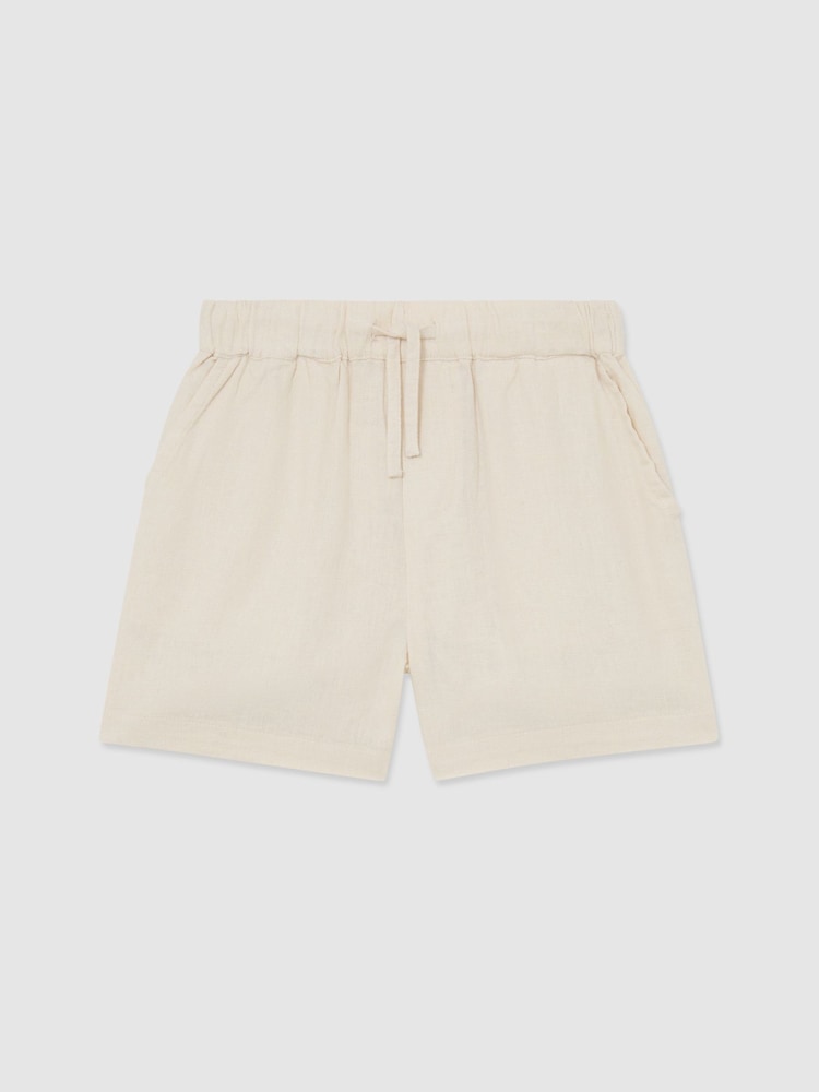 Reiss Natural Fraser 13-14 yrs Linen-Blend Drawstring Shorts - Image 3 of 3 Reiss Natural Fraser 13-14 yrs Linen-Blend Drawstring Shorts - Image 3 of 3