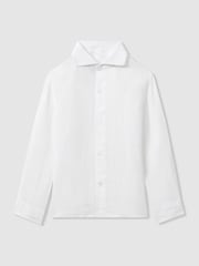 Reiss White Ruban 13-14 yrs Linen Cutaway-Collar Shirt - Image 2 of 4