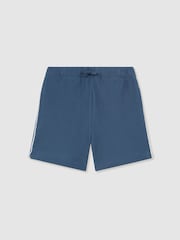 Reiss Blue Echo 3-9 yrs Cotton Textured-Knit Piped Shorts - Image 1 of 3