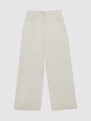 Reiss Neutral Carmen Petite Lyocell-Linen Wide-Leg Trousers - Image 2 of 5