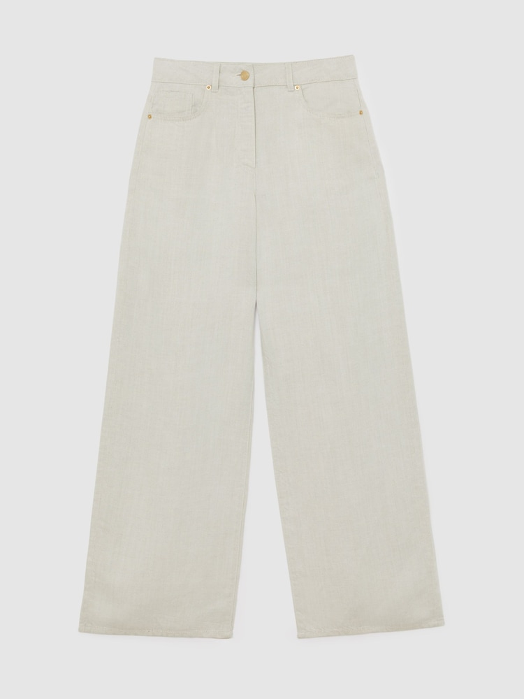 Reiss Neutral Carmen Petite Lyocell-Linen Wide-Leg Trousers - Image 2 of 5