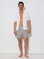 Reiss Brown/White Bay Seersucker Stripe Swim Shorts - Image 3 of 5