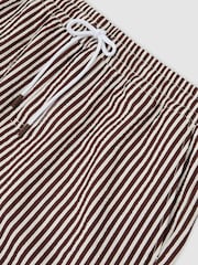 Reiss Brown/White Bay Seersucker Stripe Swim Shorts - Image 5 of 5