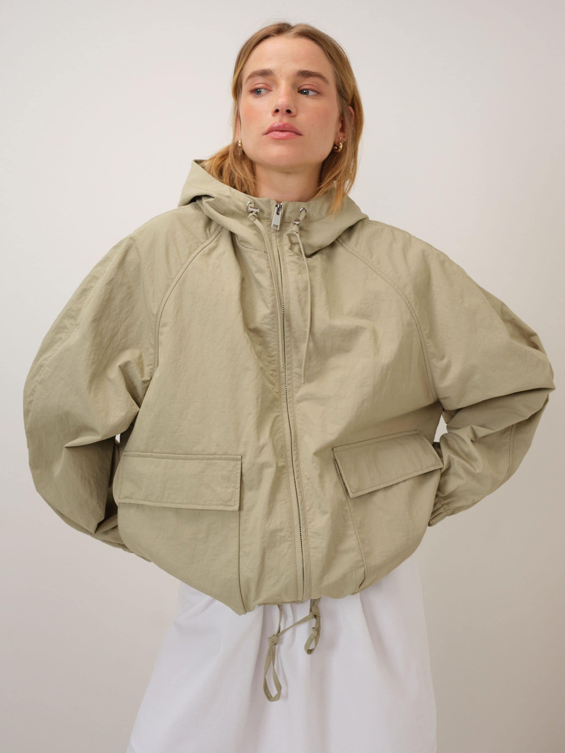 Buy Nobodys Child Green Veiza Hooded Windbreaker Coat from the