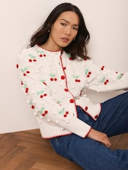 Mint Velvet White Applique Knit Cardigan - Image 3 of 8