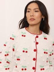 Mint Velvet White Applique Knit Cardigan - Image 4 of 8