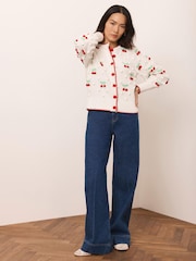 Mint Velvet White Applique Knit Cardigan - Image 5 of 8