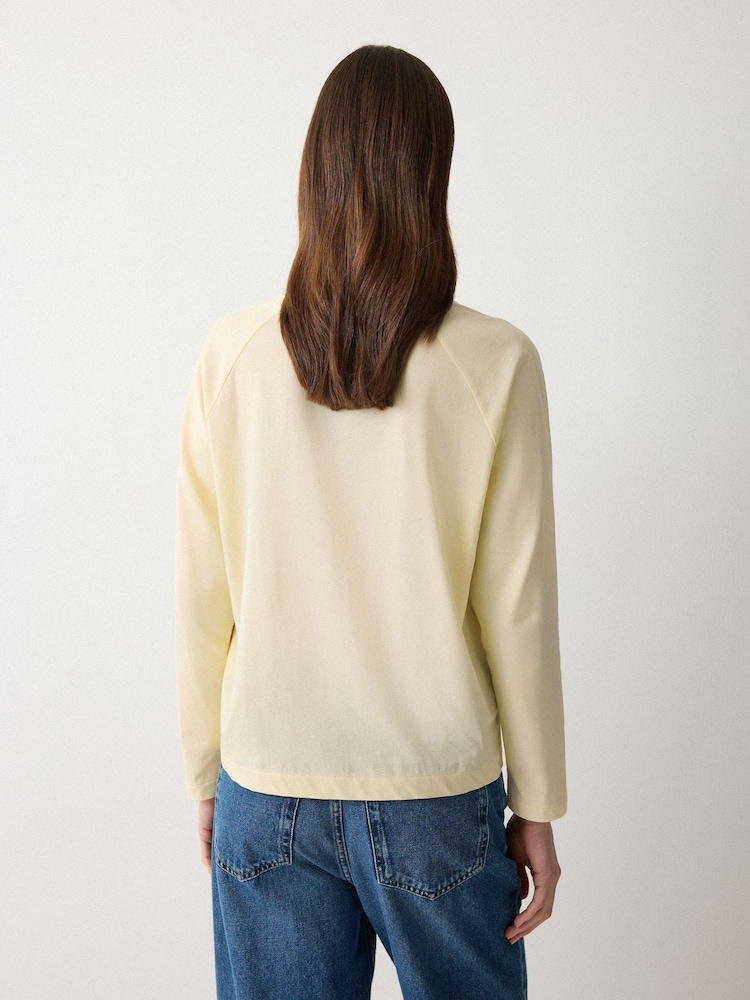 Gelb - Jigsaw Langarm-T-Shirt mit aufgesetzter Brusttasche - Bild 2 von 2