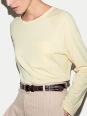 Jigsaw Yellow Long Sleeve Patch Pocket T-Shirt - Image 3 of 6