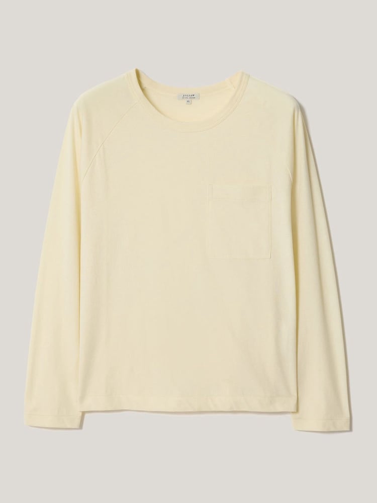 Jigsaw Yellow Long Sleeve Patch Pocket T-Shirt - Image 6 of 6